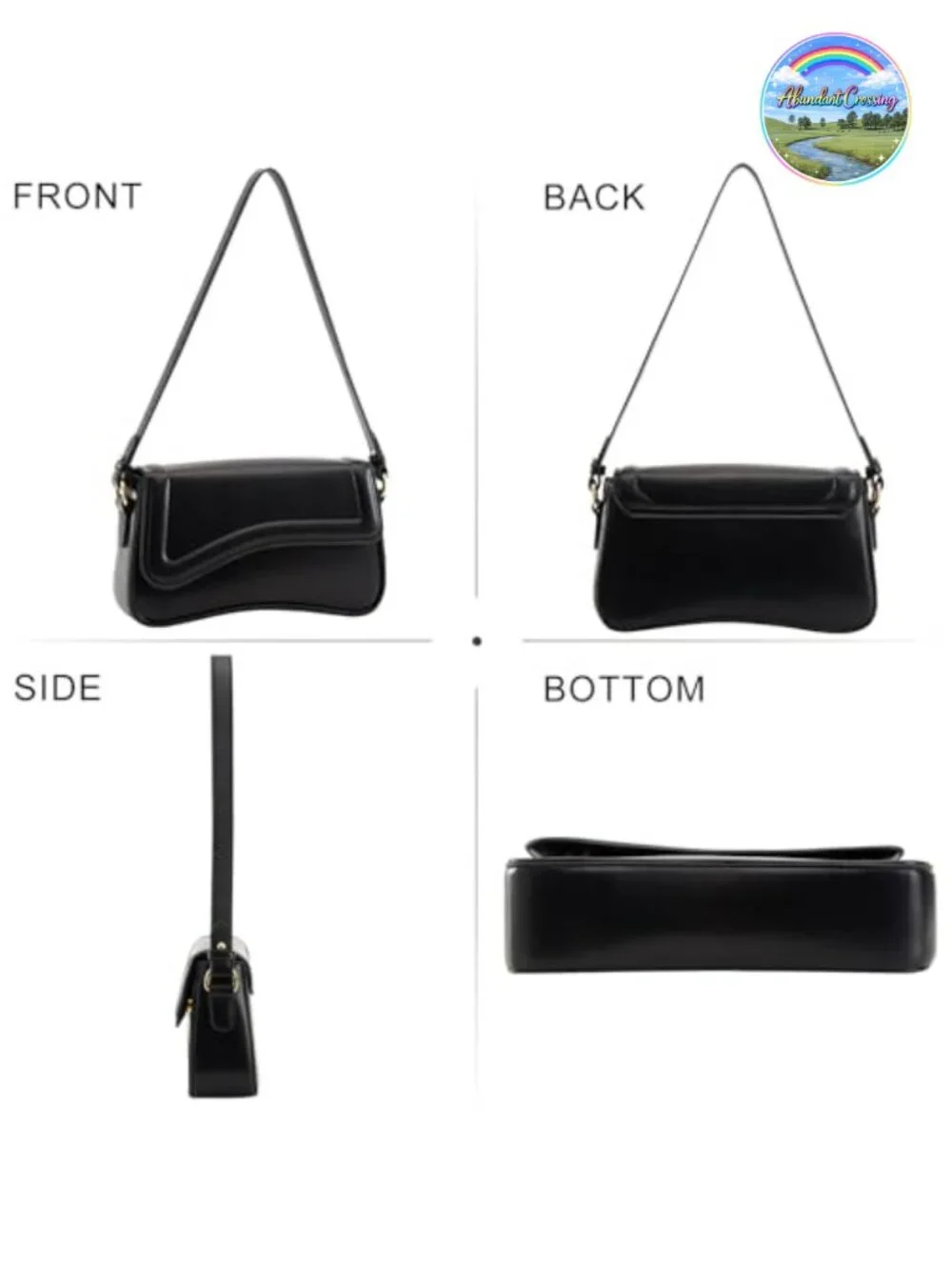 PU Leather Hobo Handbag with 2 Removable Straps Crossbody Clutch